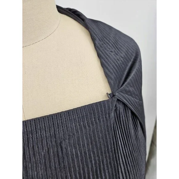 VTG Issey Miyake Black Pleated Maxi Dress Size 4 Attached Jacket Sleeves - Picture 15 of 15